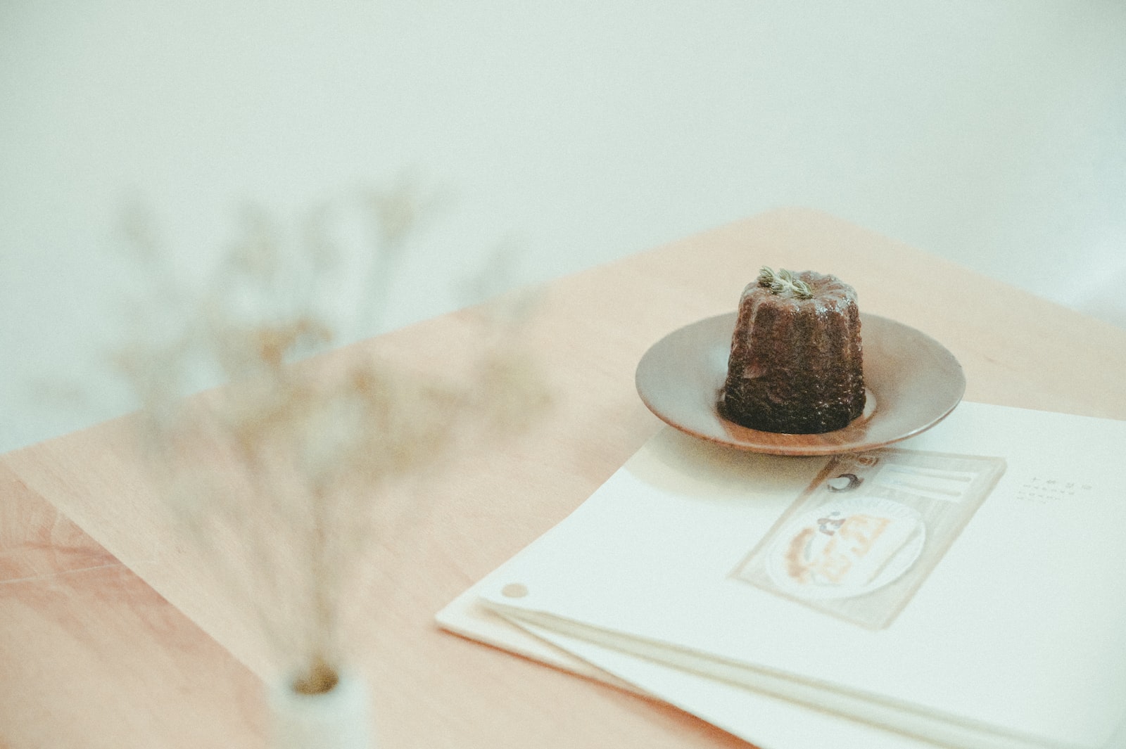 brown chocolate cake on white ceramic plate